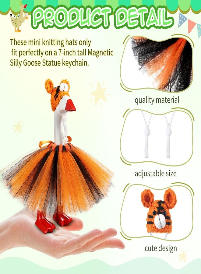 Sunnymove 6 Set 7 Inch Mini Desk Goose Outfits with Animals Shape Knitting Hat Tutu Dress Mini Desk Goose Customs for Magnetic Statue Key Holder Decor - Image 3